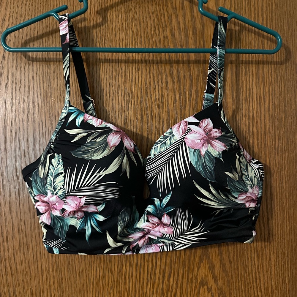 Floral Black Underwire Bikini Top